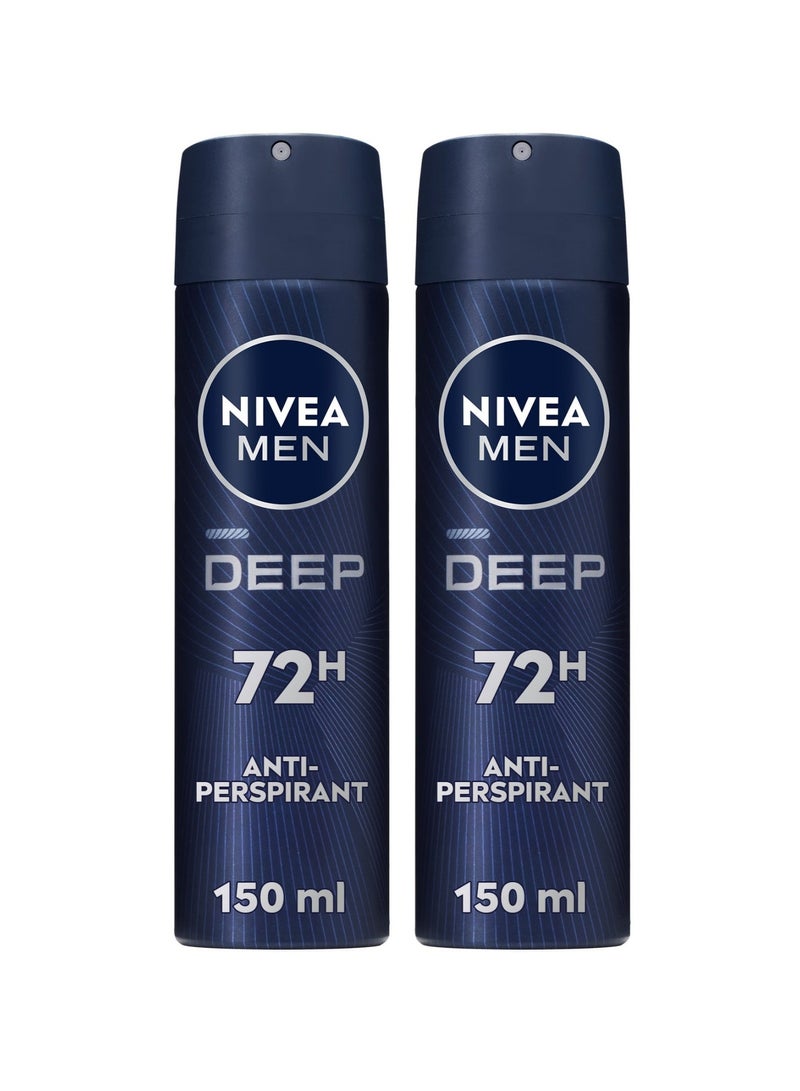 Nivea Pack Of 2 Deep Antiperspirant Spray 150ml - Image 1